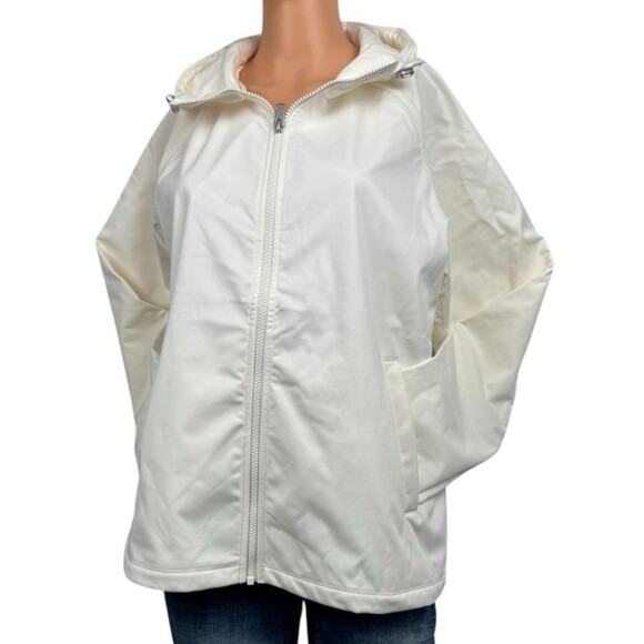 32 Degrees Womens Large Cream White Softshell Windbreaker Jacket Hooded New - Picture 2 of 11